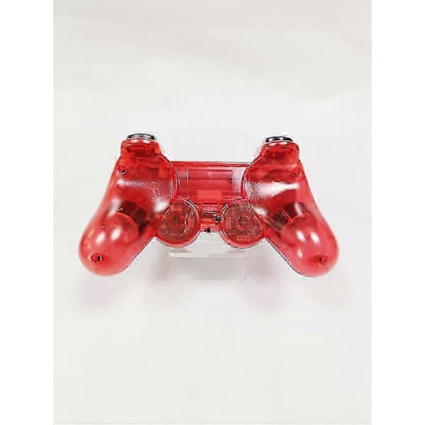 Til Sony PS2 Trådløs 2.4GHz Dual Vibration Kontrol Controller Gennemsigtig Rød Red