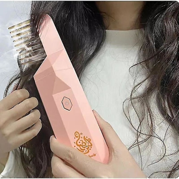 Sähköinen hiusharja suitsutuspoltin Bakhoor Ramadan Dukhoon Arabic Aromi diffuusori Kotitoimisto Auto Ladattava Mini USB Hk Pink