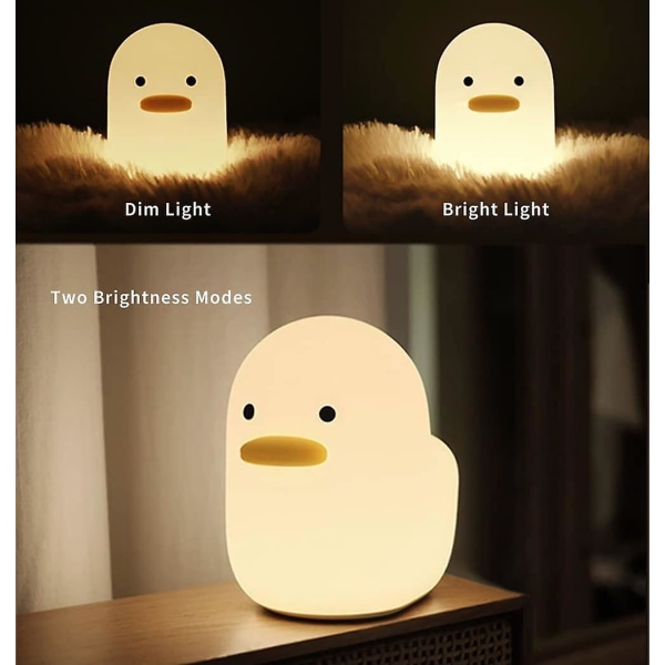 Ipalmay Home Night Lights til børn Usb genopladelige lamper, Abs+pc sengelampe til amning, Touch Control & timerindstilling, White Duck