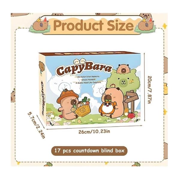 Capybara Blind Box, Capybara Tilbehørssæt, Overraskelsesboks til Børn, 17-dele Nedtællingsboks med Figurer