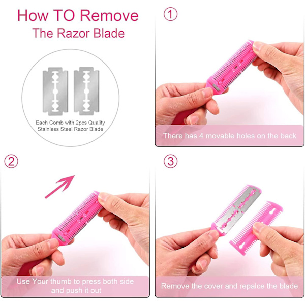 Hårklippende Razor Comb Dobbeltsidet Udtyndingskam Hårklippere Skæreværktøj Professionel Hår Razor Comb Til Salon Tilbehør (3stk, Multifarvet)