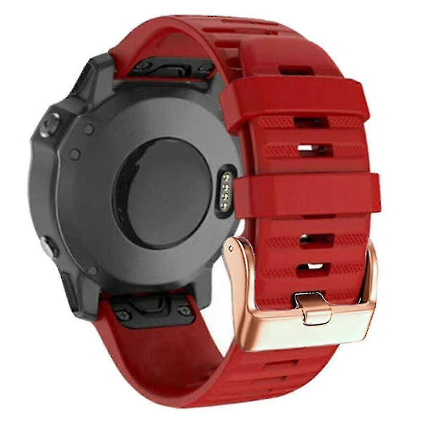 Klockarmband för Fenix 7s / 6s Pro / 5s / 2s, randigt silikon 20mm armband med spänne Red