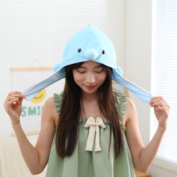 Delfin plysch hatt, bomullsmaterial Tecknad huvudbonad leksak för barn present