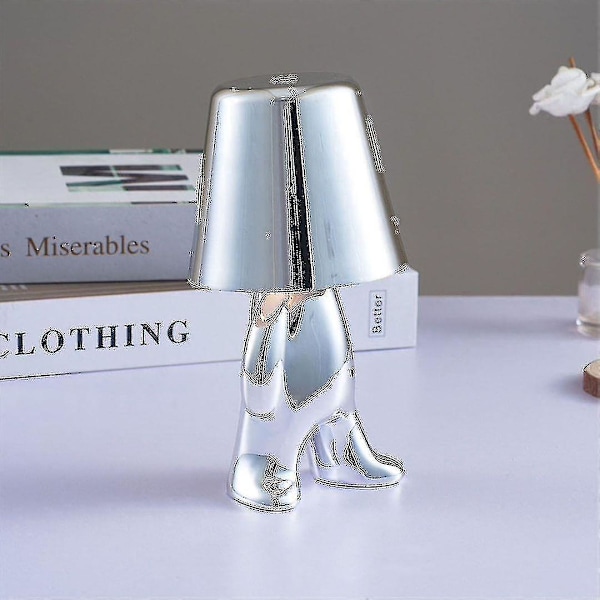Sengside Touch Bordlampe, Guld Thinker Lampe Skrivebordslampe Trådløs Genopladelig Bærbar Dekorativ Natbordslampe Med Usb-opladning E silver