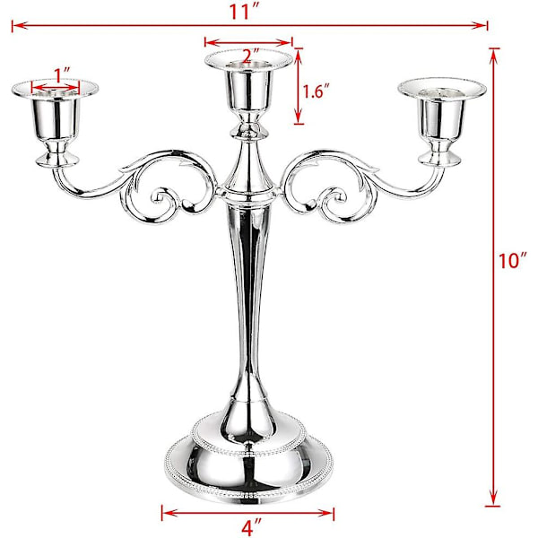 3-armad Metall Ljusstake Silver Europeisk Elegant Ljusstake Ljusställning för Bröllop Matbord Julfest Heminredning