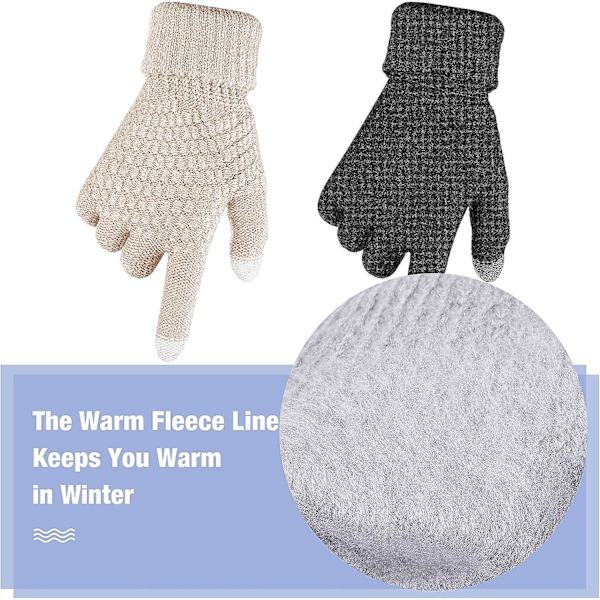 2 par dam vinter touchscreen handskar varma fleecefodrade stickade handskar elastisk manschett vinter sms handskar
