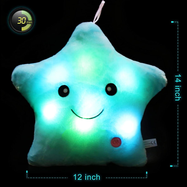 2024, luova Twinkle Star Glowing Led Night Light Pehmotyynyt täytetyt lelut (sininen)