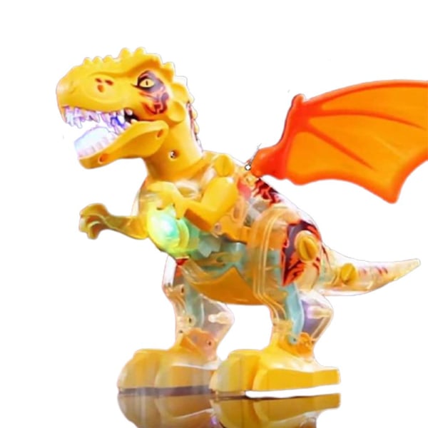 Elektrisk gående dinosaurierobot med ljusmusik leksaker för barn Yellow