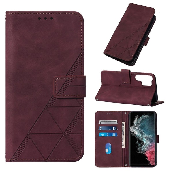 Etui til Samsung Galaxy S23 Ultra 5g med snor, crossbody, halsrem, telefonetui, pung, magnetisk lædercover red