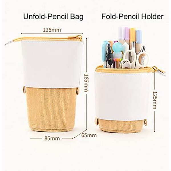 Pen- og Blyants Teleskopisk Holder Skrivebordsmappe, PU Corduroy Stående Transformer Taske Farverig Organizer, Perfekt Til Påske Forår Kosmetikpung Makeup