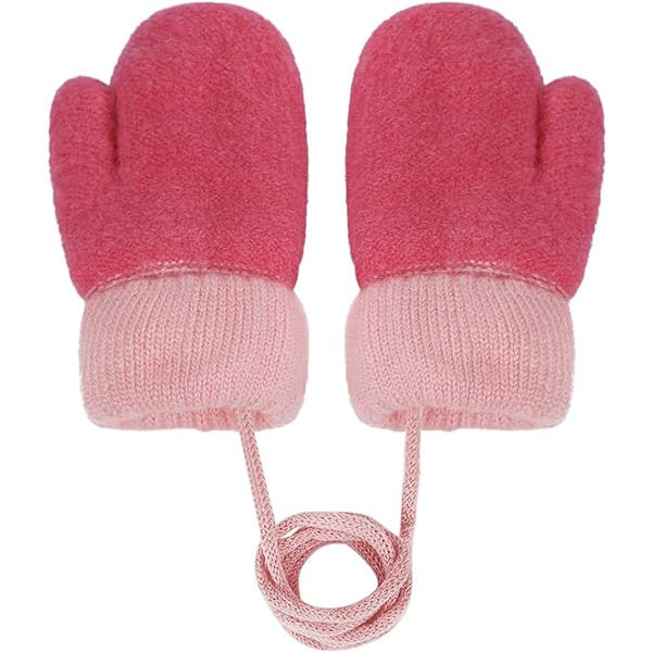 Toddler Magic Stretch Mittens Tjocka Plyschfodrade, Vinter Baby Boys Girls Stickade Vantar Varma Fluffiga Hel Fingerhandskar Kallt Väder Skidhandskar