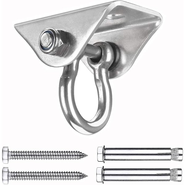 Heavy Duty Swing Hanger, Rostfritt Stål 180° Vridbar Tyst Hängmatta Upphängningskrokar, 450 kg Kapacitet, med 4 Skruvar, för Betong Trä Set Lekplats P