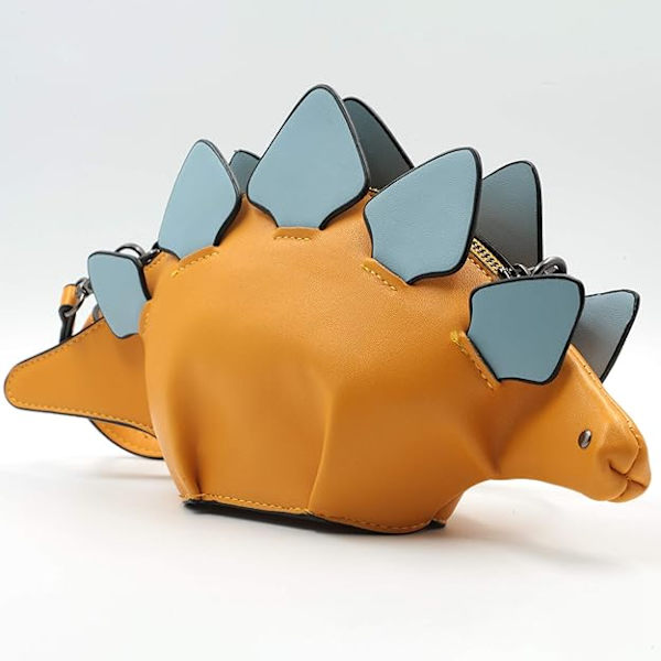 Dinosaurie axelväska, PU Stegosaurus CrossBody väska för flickor kvinnor A-yellow