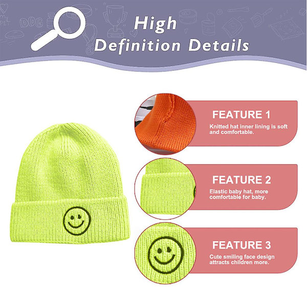 Baby Candy Color Lasten Smiley Face Lämmin Hattu Ikä 0-3 Style1 style2