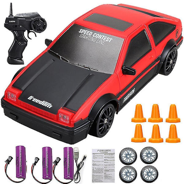 2.4g Drift Rc Bil 4wd Rc Drift Bil Legetøj Fjernbetjening Gtr Model Ae86 Køretøj Bil Rc Racerbil Legetøj Til Børn Julegaver AE86-3Battery