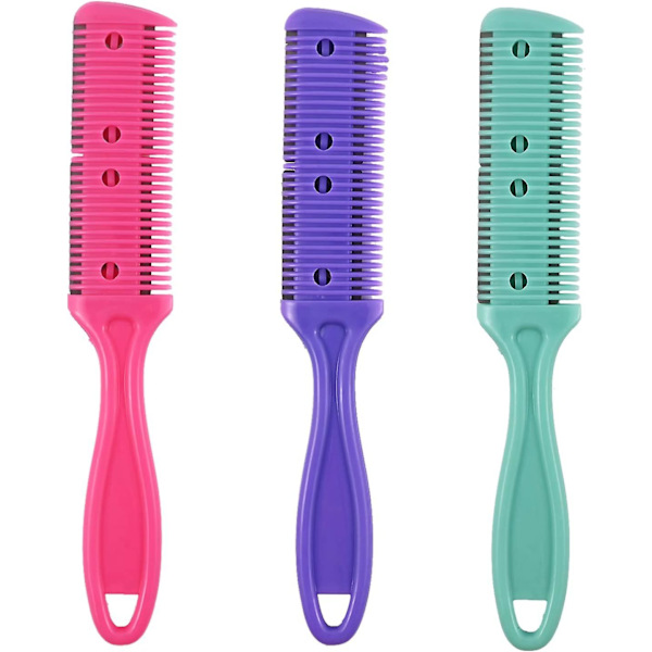 Hårklippende Razor Comb Dobbeltsidet Udtyndingskam Hårklippere Skæreværktøj Professionel Hår Razor Comb Til Salon Tilbehør (3stk, Multifarvet)