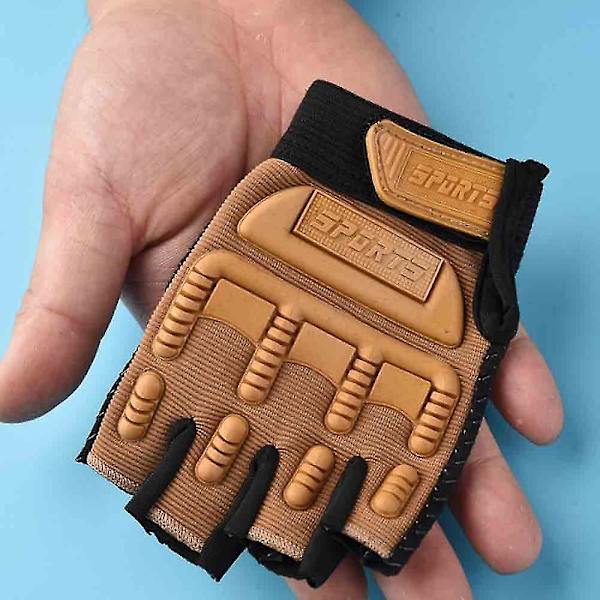 Barn utomhus sport halvfinger halkfria andningsbara handskar 7 to 12 years old Liberty Sand color