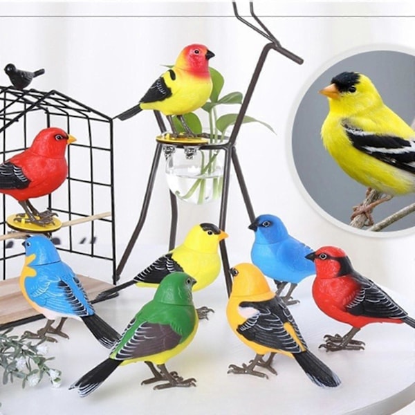 Papegøje Fuglebur Legetøj Elektrisk Syngende og Kvidrende Fuglelegetøj til Børn Amerikansk Gulddompap Tyrant Bird 13.5cmx9cm