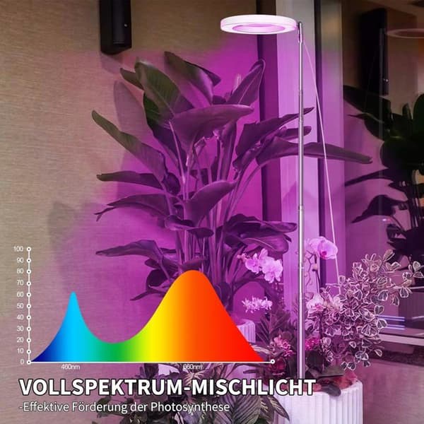 Täyden spektrin LED-sisäkasvivalo, 155 cm, säädettävä korkeus 72 LEDillä, 3 kirkkaustasoa