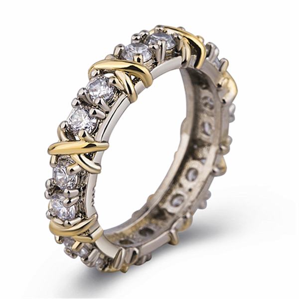 Magneettinen zirkoniummuotoinen risti täysi moissanite timantti rengas 5