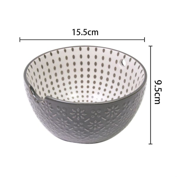 Virkskål Handgjord Accessoar Keramik Garnskål för Flickvän Vänner Beige Dark Gray 15.5cmx9.5cm