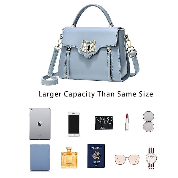 Liten handväska för kvinnor, dammonogram crossbody axelväska handväska blue