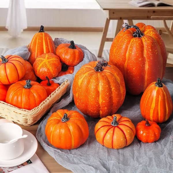 7 stk. kunstig græskar, falsk græskar, efterårsdekoration til Thanksgiving Halloween jul