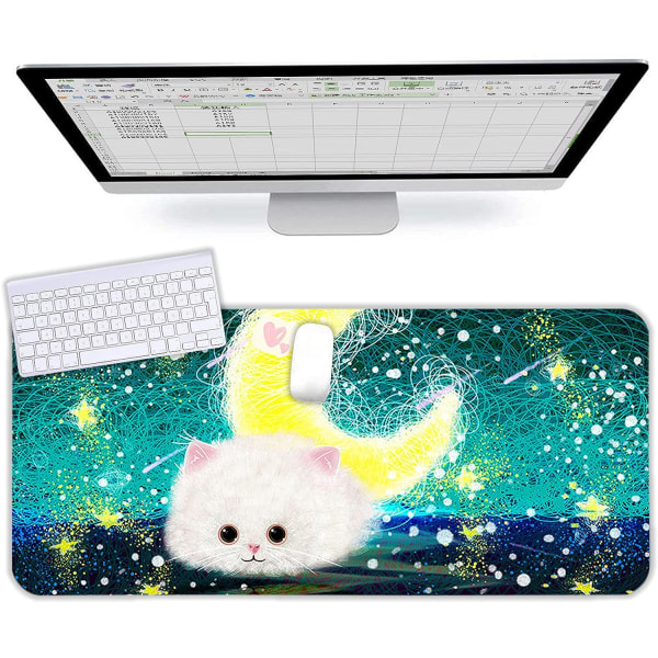 Large Mouse Pad Cute Cartoon Desk Pad 900x400x3MM Keyboard Mouse Mat Extended Gaming Mousepad Waterproof Non Slip Mouse Mat(Cat D)