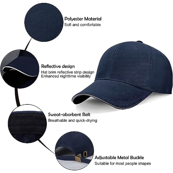 Baseball Caps for Men - Plain Reflective Baseball Hat Mens Adjustable Casual Peak Caps with for Unisex Sport UK