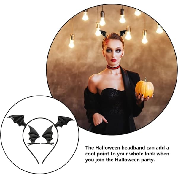 1 sæt søde flagermus til Halloween, børnehårspænder, Halloween-rollelegsfest (sort) Sort Black