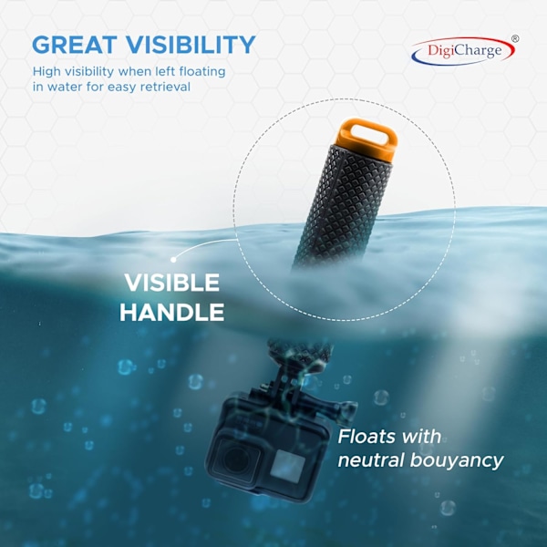 Kelluva käsikahvan pidike rannehihnalla toimintakameraan GoPro Hero12 Hero11 Hero10/11 Mini 10 Max 9 Akaso Apexcam Float, vedenpitävä sisäinen säilytys Orange
