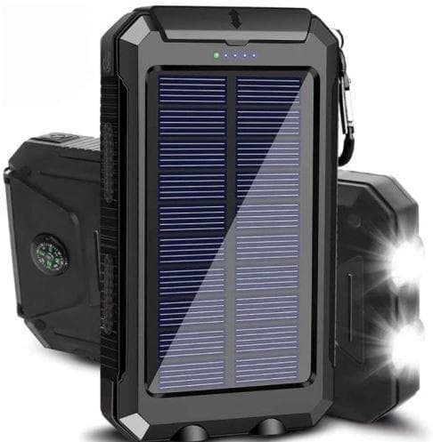 Ny Powerbank med Solceller - 20.000 mAh - Sort 250