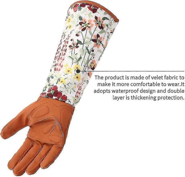 【BQ】Læderhavehandsker til kvinder, udvidede Pro-handsker til rosenbeskæring, havehandsker til mor og bedstemor, havegaver (rød)