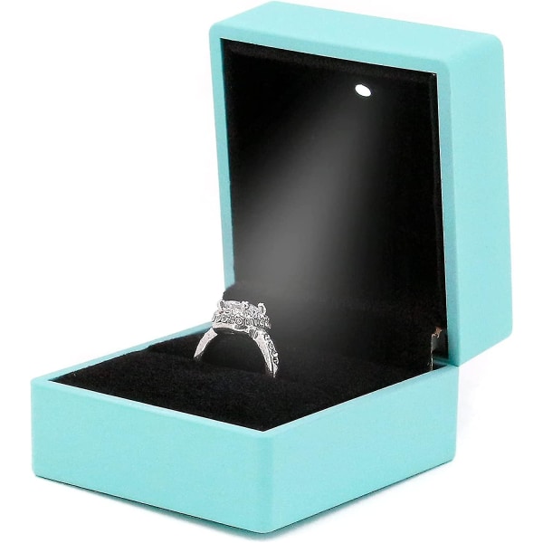 Kihlasormus Led Light Ring Box korujen lahjarasia Tiffany Blue Square