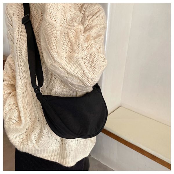 Förvaringsväskor Dam Nylon Halvmåne Crossbody Väska Liten Axelväska Handväska Pack Lätt Sling Väska Skolväska Dagsväska Lämplig För Skola Sport Fritid Resor Black