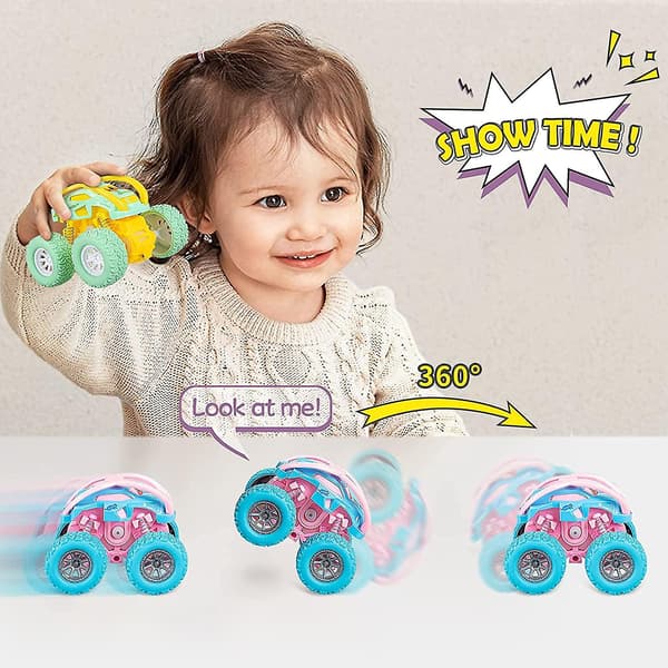 Söta Push & Go Dubbelriktade Fordon Set För Småbarn Gåvor, 3-Pack