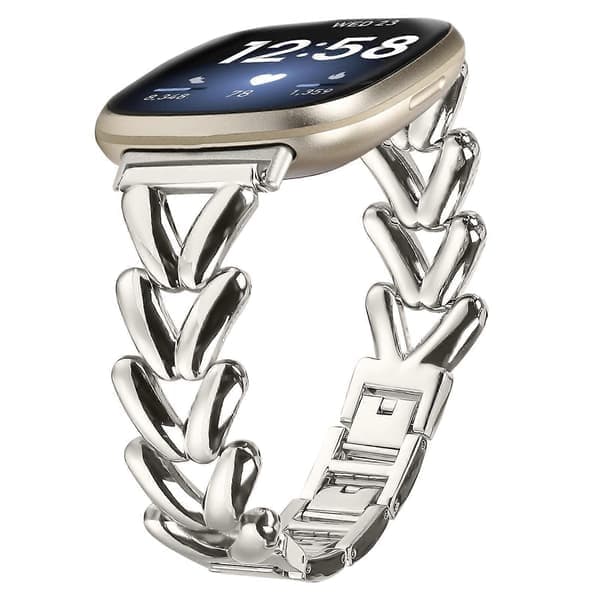 Klokkerem i sinklegering for Fitbit Versa 4/Sense 2 vridd metall erstatningsrem Starlight Starlight