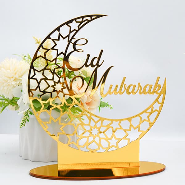EID Mubarak prydnad Guld Måne Slott Bordsdekoration A2 A3 A3