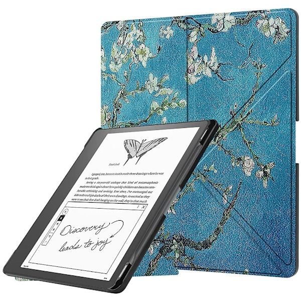 Skydd för Kindle Scribe 2022 10,2 tum, Fällbart Stativ, Mjukt PU-Läder Apricot blossom