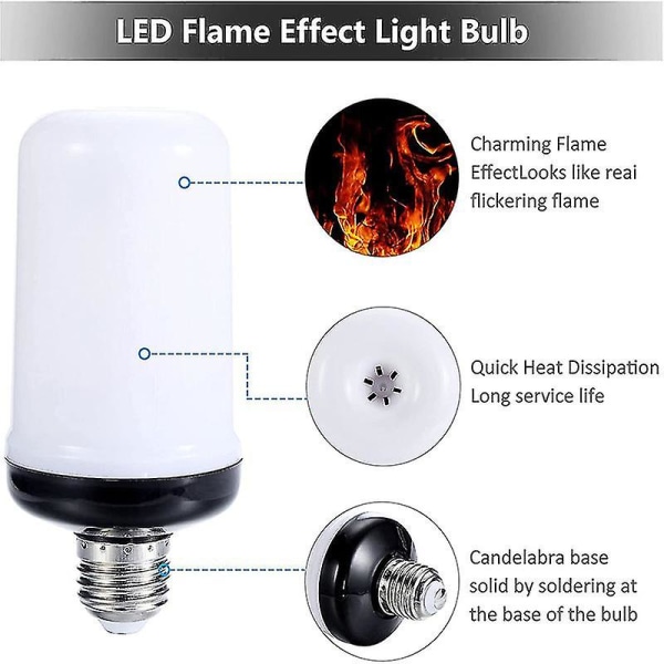 E27 LED Flammepære Brand 4 Tilstande Lampe Majspære Flimrende LED Lys Dynamisk Flammeeffekt Ac85v-265v 9w Til Hjemmebelysning