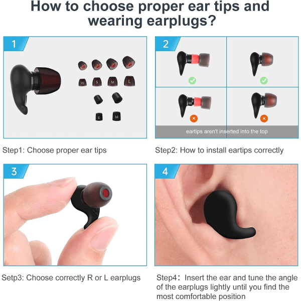 Søvnørepropper – støydempende ørepropper, ultramyke gjenbrukbare silikonørepropper