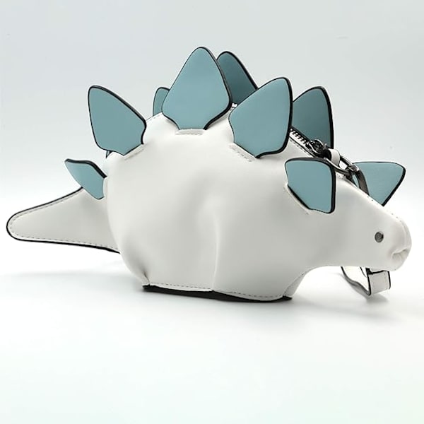 Dinosaurie axelväska, PU Stegosaurus CrossBody väska för flicka kvinnor A-white