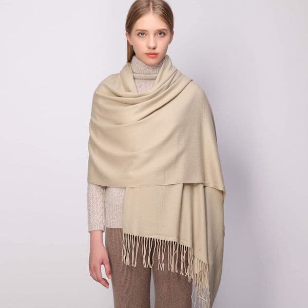 Skjerf til dame Pashmina sjal og omslag til bryllup Skjerf til dame Vinter beige beige