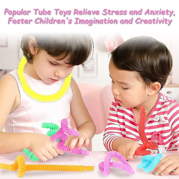 12 st Mini Pop Tubes, Färgglada Rör Sensoriska Leksaker Stretch Pipe Toy Fidget Tube Pull Tubes Roliga Rör För Barn
