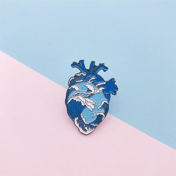 Emalj Pins för Ryggsäckar Hjärta Pin Rolig Emalj Slipsnål Brosch Pin Badge för Män Kvinnor Pojkar Flickor Hjärtorgan Söt Estetisk Pin för Hatt Väska(Blå)
