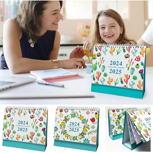 2024-2025 Skrivebordskalender - Standing Flip Desktop Calendar 2024-2025, januar 2024 til juni 
