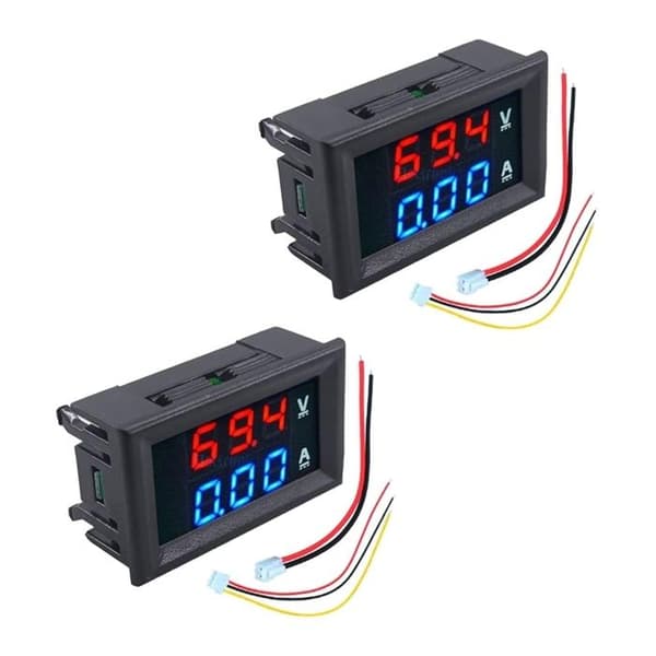 2 kpl 0,28\" digitaalinen volttimittari ampeerimittari DC 0~100V 10A kaksois-LED-näyttöpaneeli (punainen-sininen)