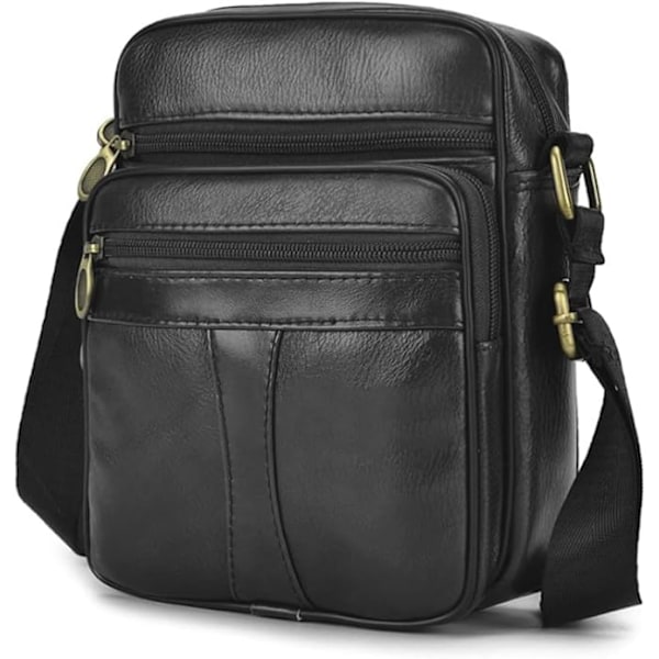 Herr Liten Äkta Läder Handväska Axelväska Portfölj Business Casual Sling Resväska Present Till Plånbok Mobiltelefon Nycklar