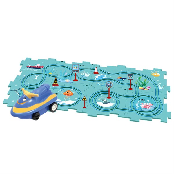 Tee itse kokoaminen sähkörata-autolelut akkukäyttöinen leluajoneuvo ja pulmataulu lapsille Ocean