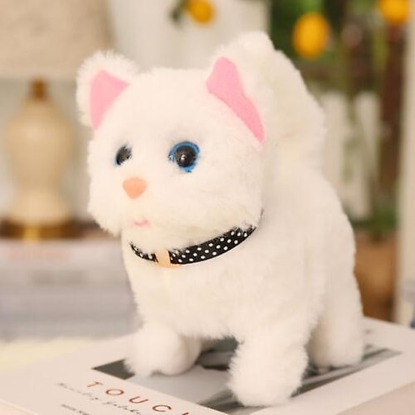 Elektronisk Plushkatt Leksak Gående Mjåv Plushkatt Leksak Fylld Leksak Barnfödelsedagspresent A